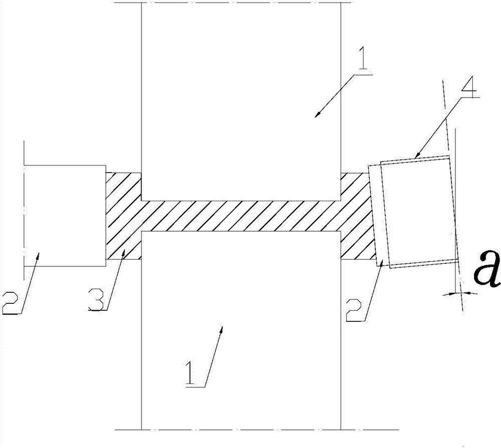 Universal rolling mill and vertical roll device with adjustable vertical roll rotation axis angle