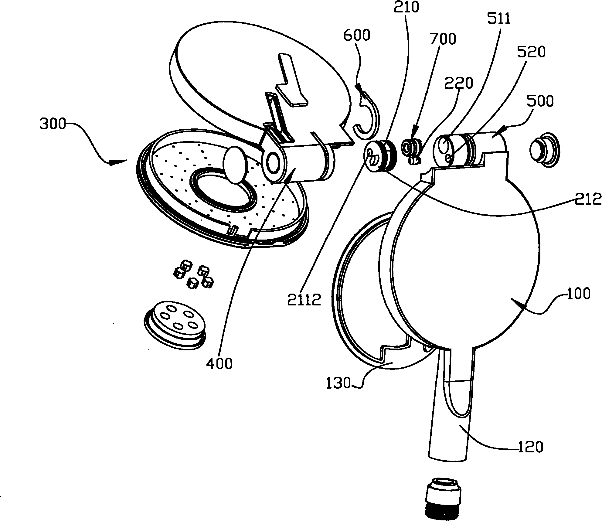 Folding flip shower head