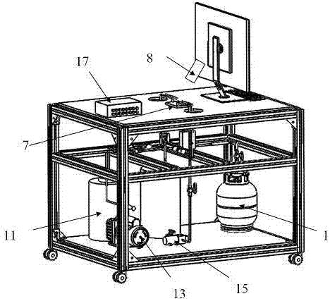 Mobile phase change heat transfer and flow performance test device