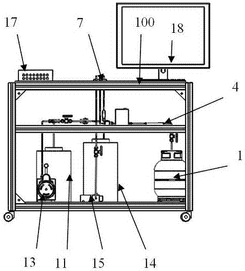 Mobile phase change heat transfer and flow performance test device