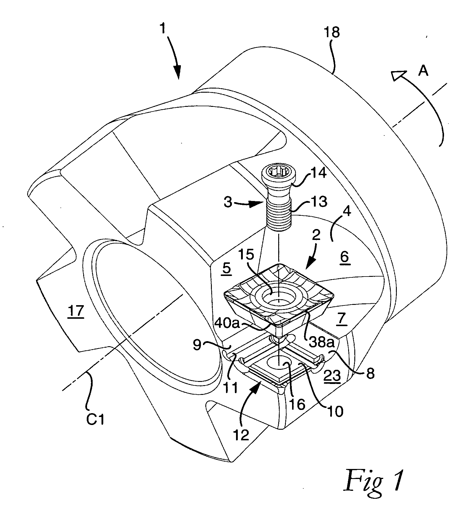 Tool and a cutting insert for chip removing machining