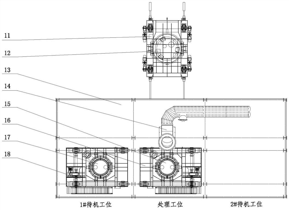 Method for shortening replacement time of single-station RH vacuum chambers and RH vacuum chamber replacement device