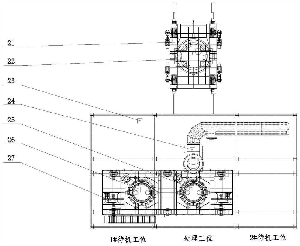 Method for shortening replacement time of single-station RH vacuum chambers and RH vacuum chamber replacement device