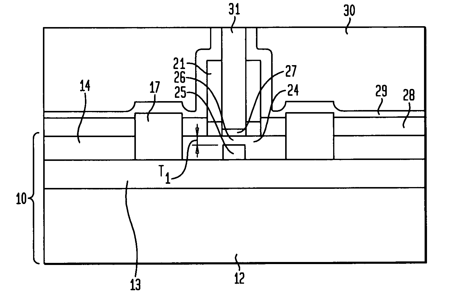 Ultra-thin Si channel MOSFET using a self-aligned oxygen implant and damascene technique