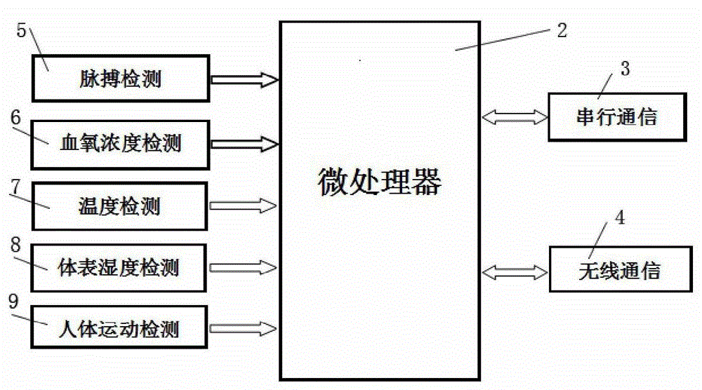 Watch strap with embedded sensing circuit and for detecting human body vital signs and detection method