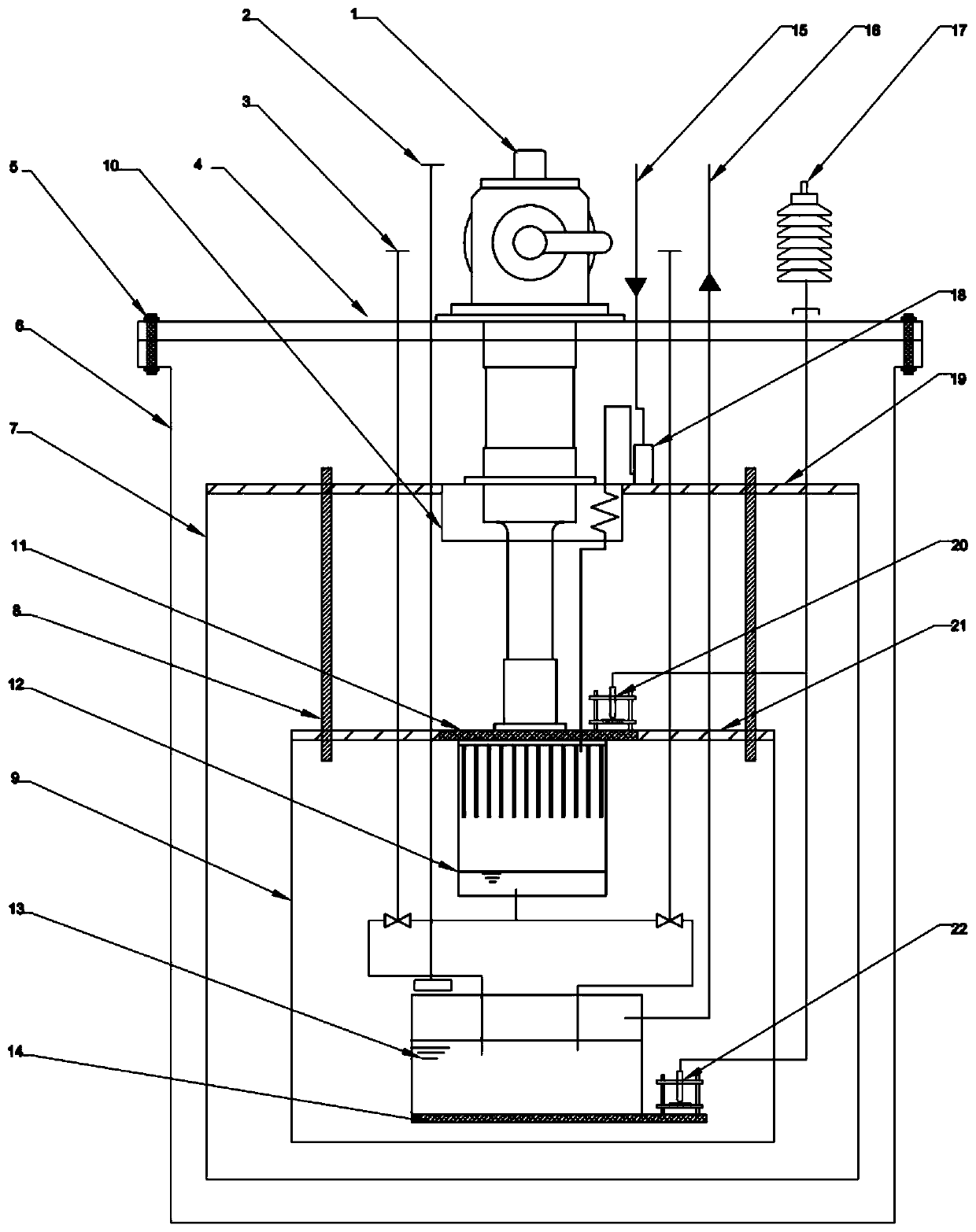 Liquid helium and superflow helium temperature zone insulating material high-voltage electric appliance performance test platform