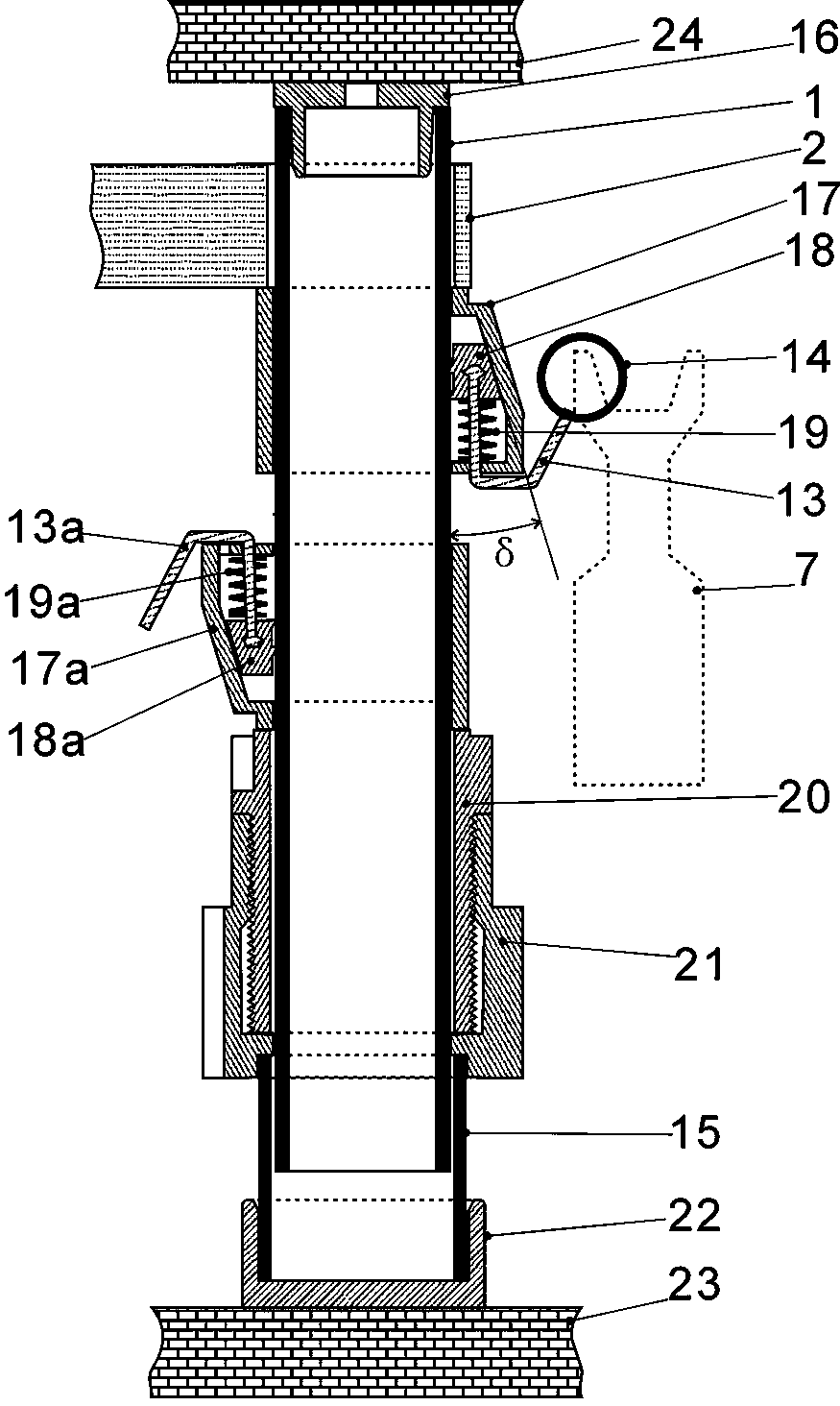 Mosquito net support with struts and sliding locks