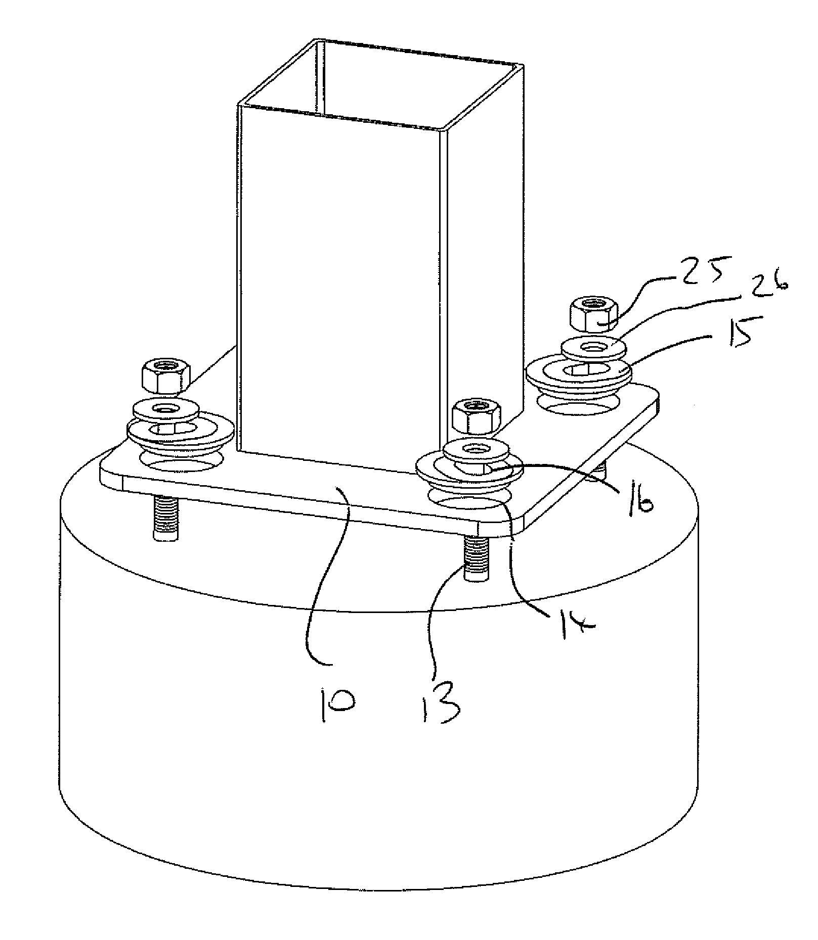 Mounting a Base Plate on Upstanding Fasteners of a Support