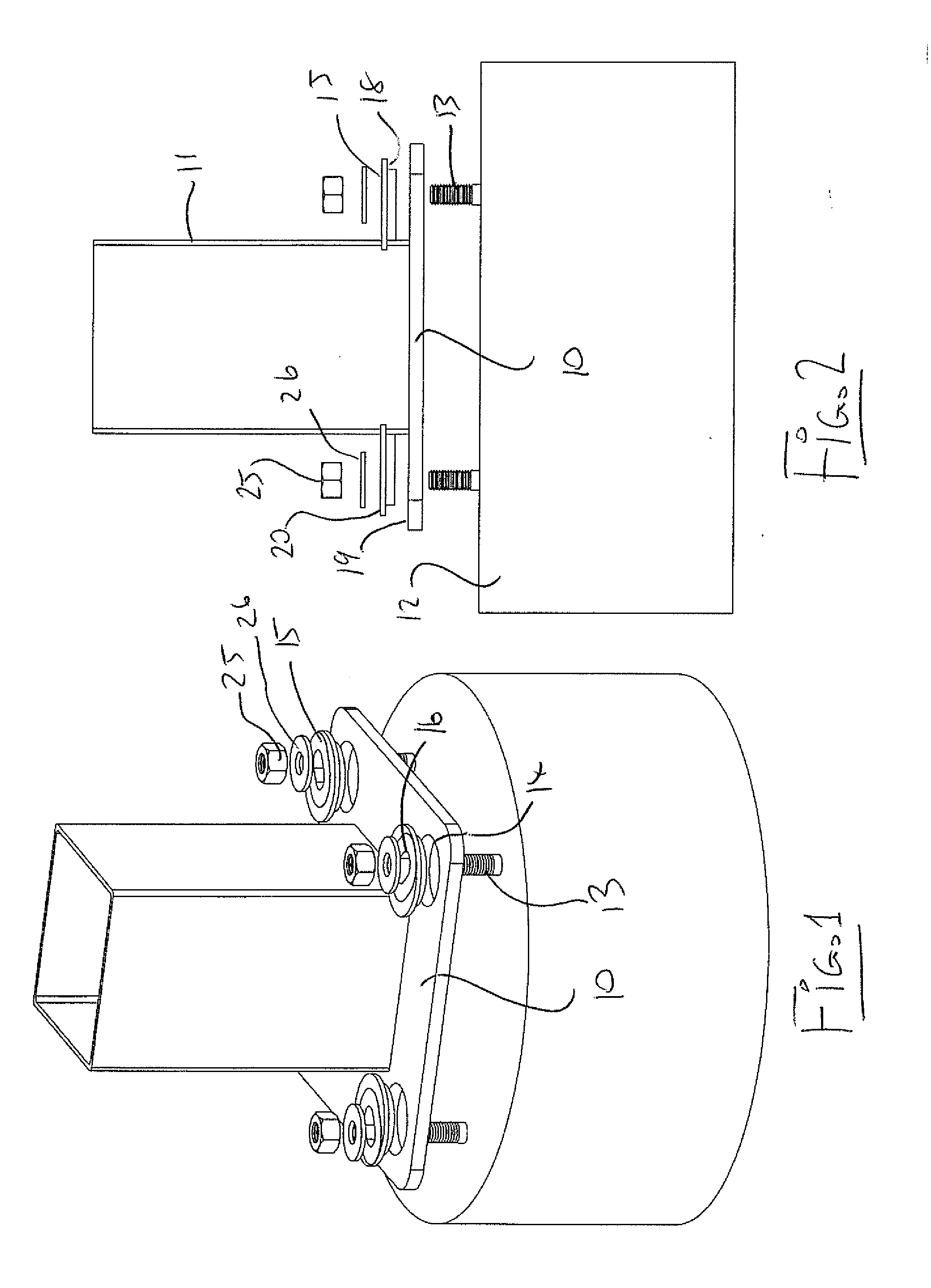 Mounting a Base Plate on Upstanding Fasteners of a Support