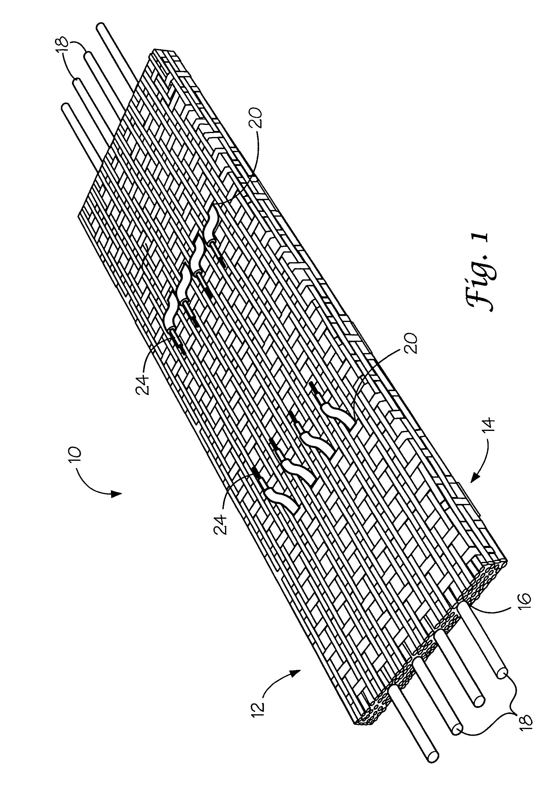 Elastic fabric with sinusoidally disposed wires