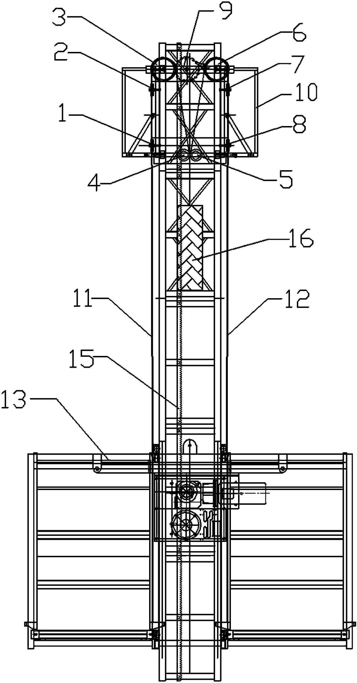 A kind of jacket type pulley block change direction balance counterweight system