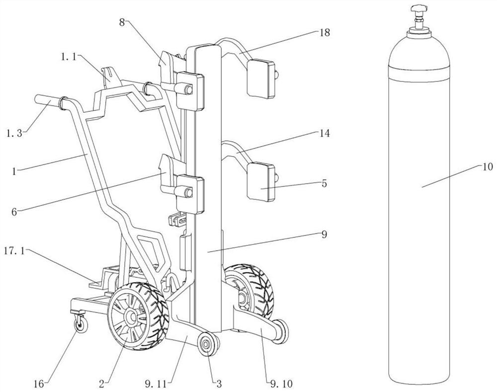 Turnover type medical oxygen bottle carrier convenient to load and unload