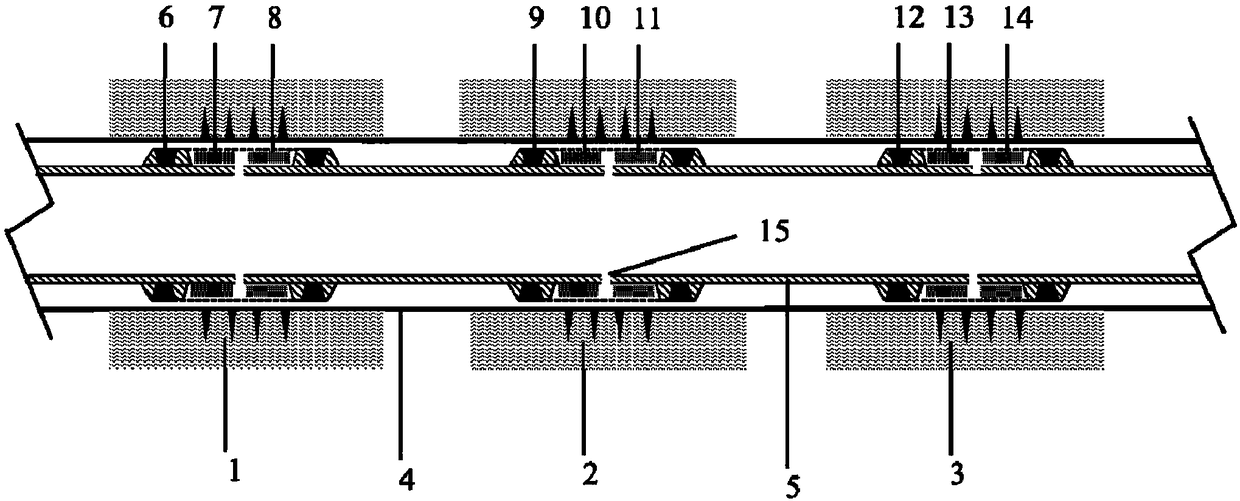 Casing perforation horizontal well liquid-producing profile testing device and testing method and production test integrated pipe column