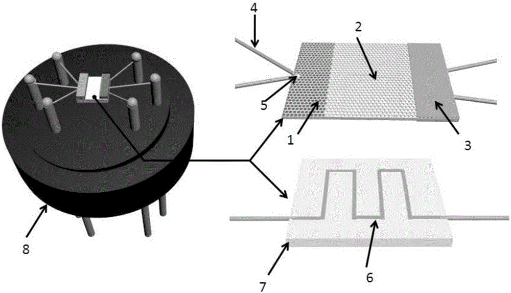 Three-phase interface YSZ-based mixed potential NO2 gas sensor with nano bowl-shaped array structure and preparation method of three-phase interface YSZ-based mixed potential NO2 gas sensor