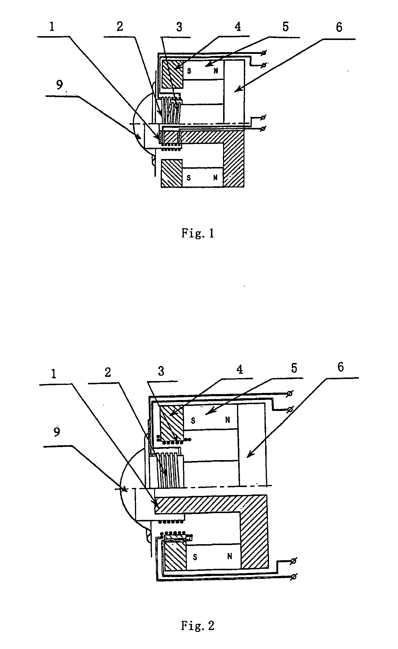 Low-inductance electromagnetic drive without driving the magnetic flux circuit