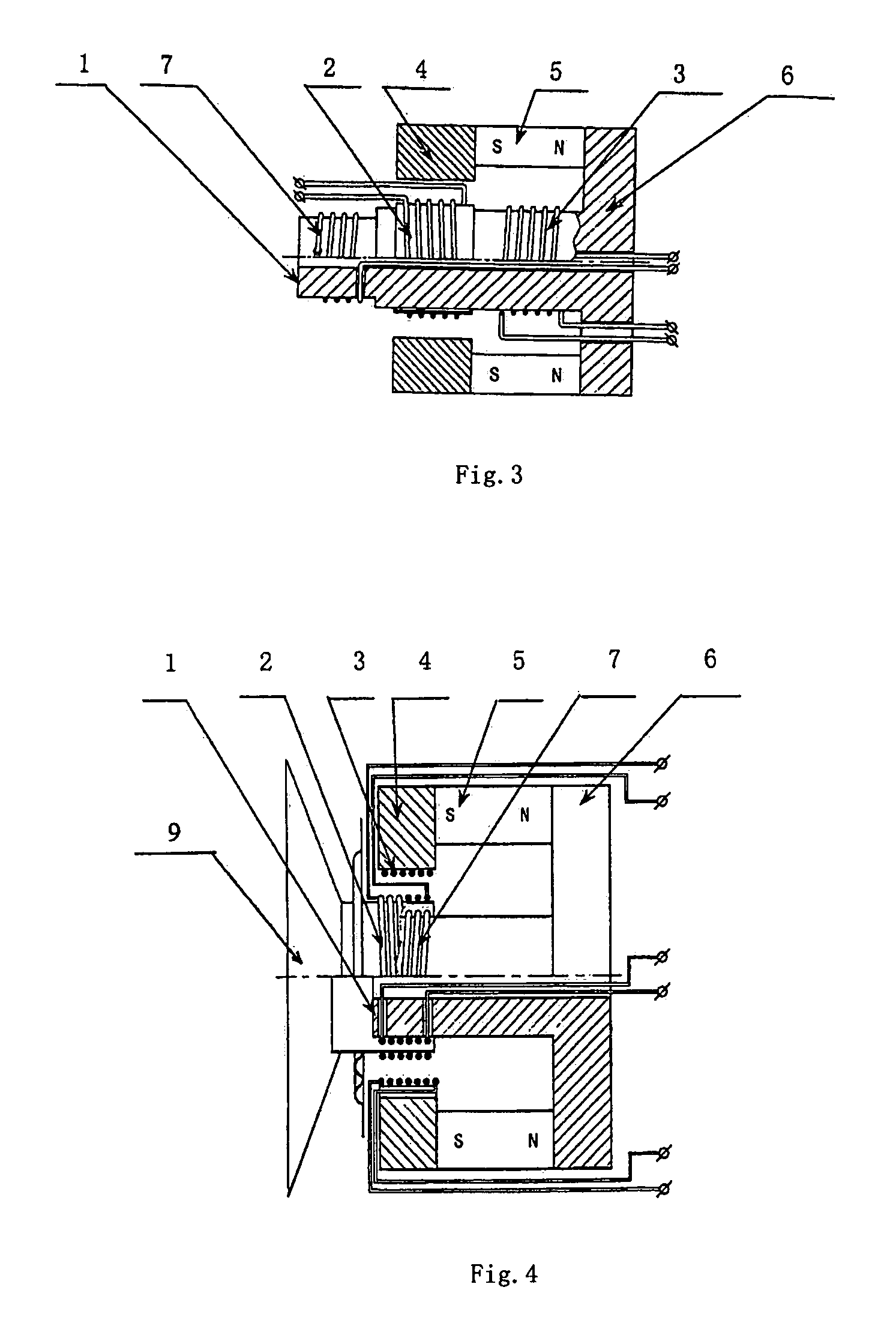 Low-inductance electromagnetic drive without driving the magnetic flux circuit