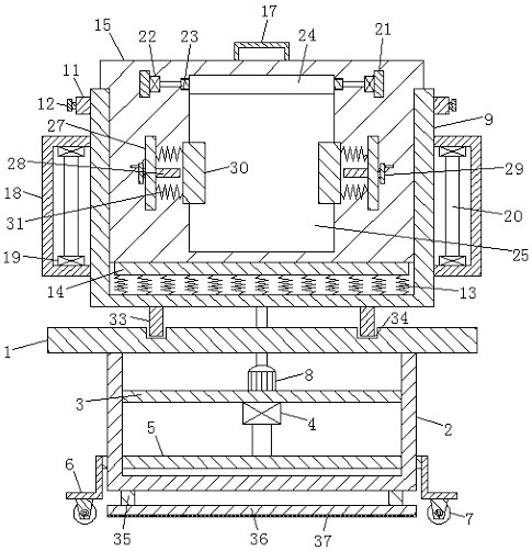 Rotary display device for selling building waterproof roll products and using method thereof