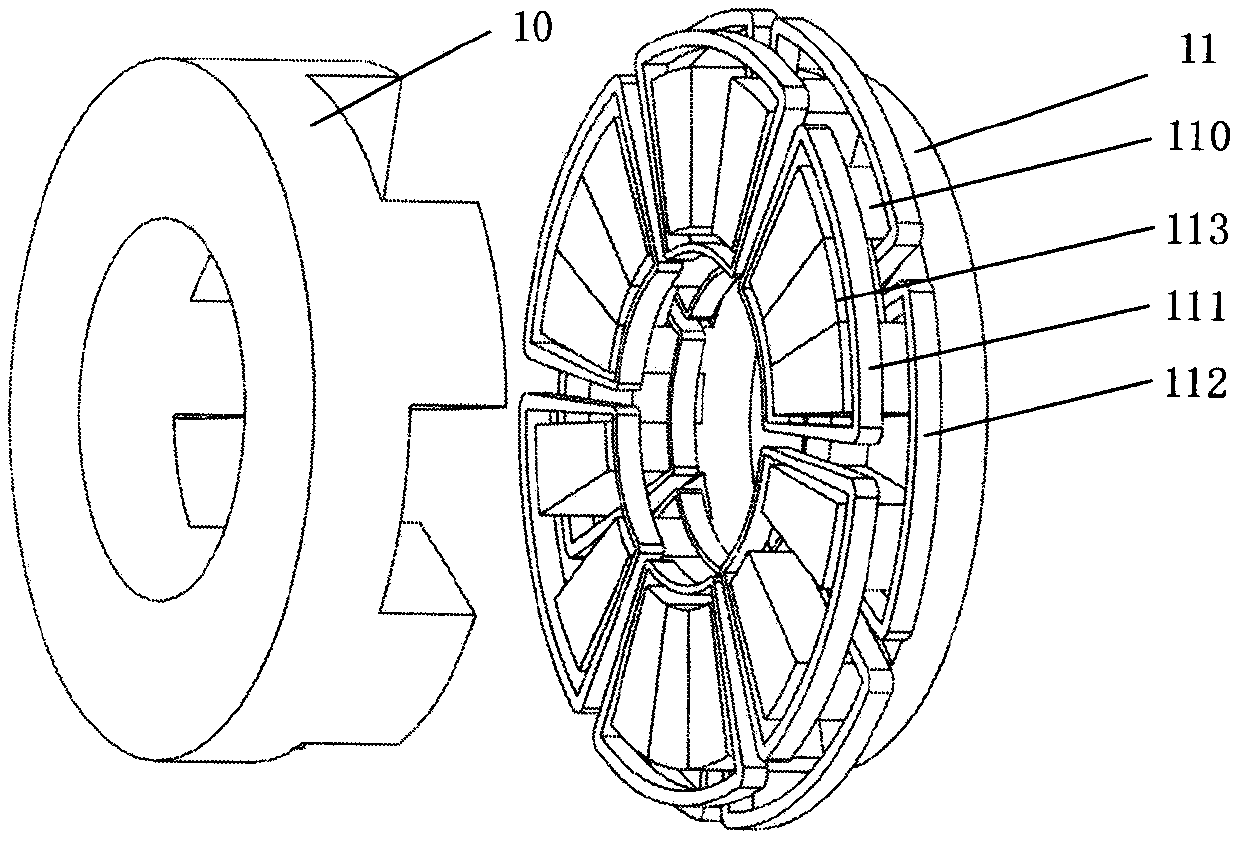 Multiphase disc type hybrid excitation flux switching motor