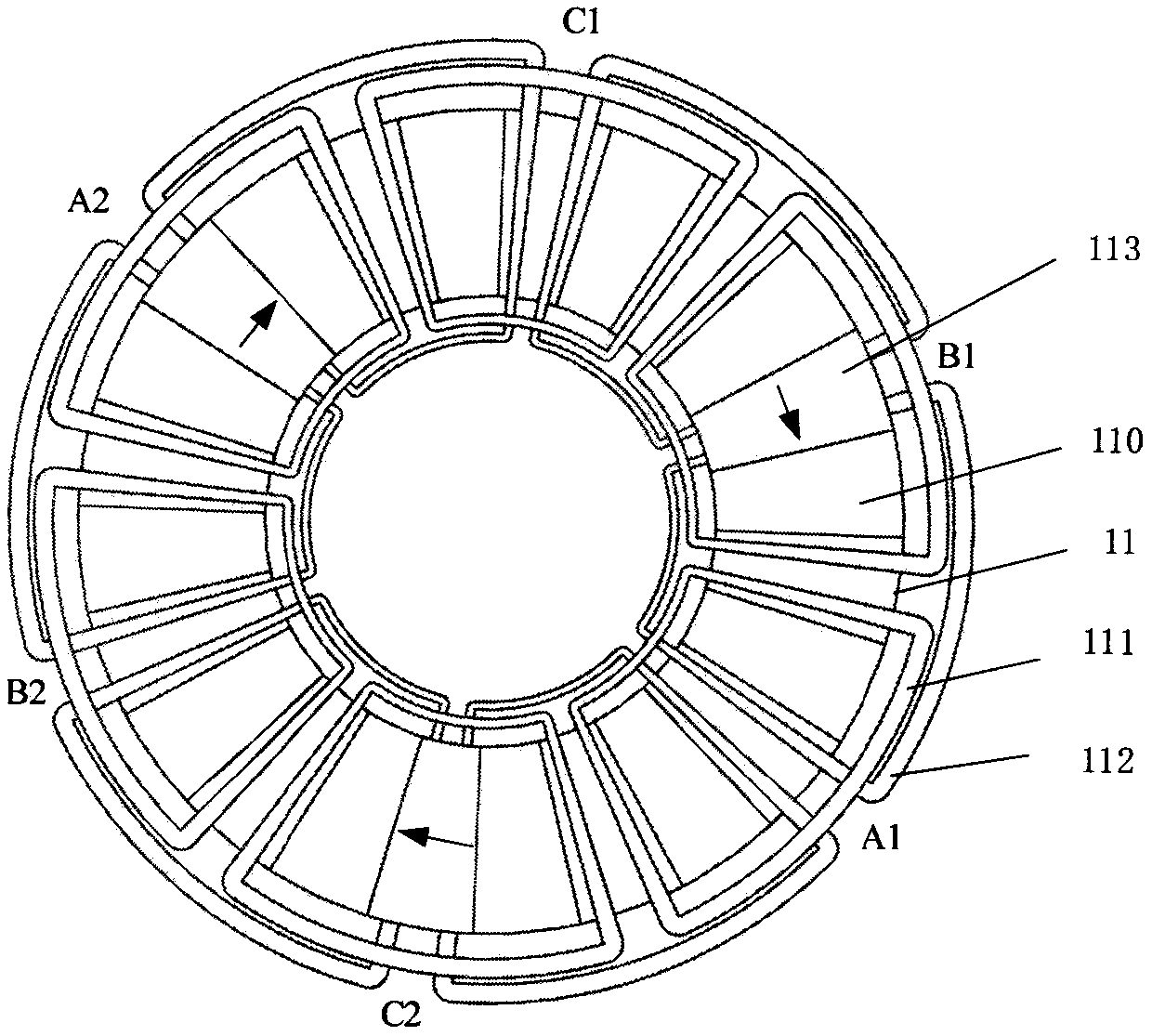 Multiphase disc type hybrid excitation flux switching motor