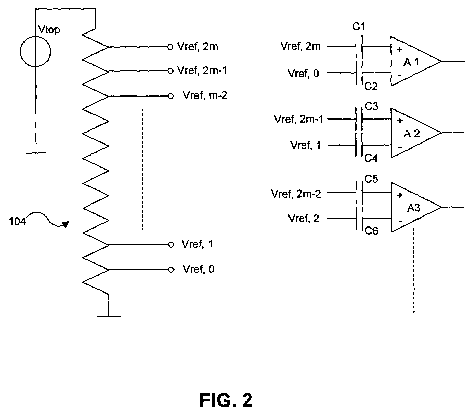 Resistor ladder interpolation for subranging ADC