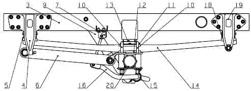 Plate end soft fixed monolithic composite material leaf spring suspension structure