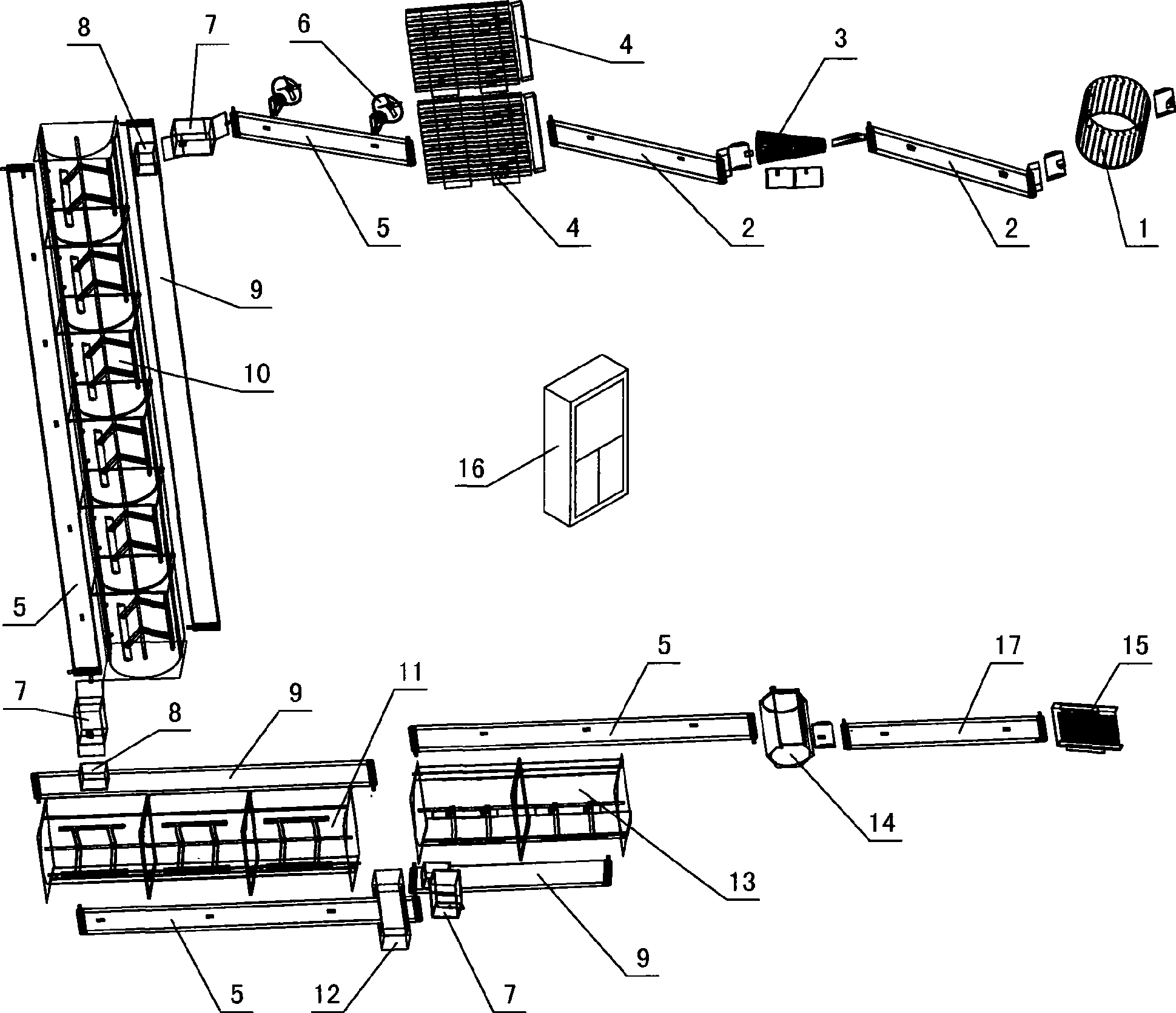 Automatic flow production line of flat shaped tea (Longjing tea) and processing method