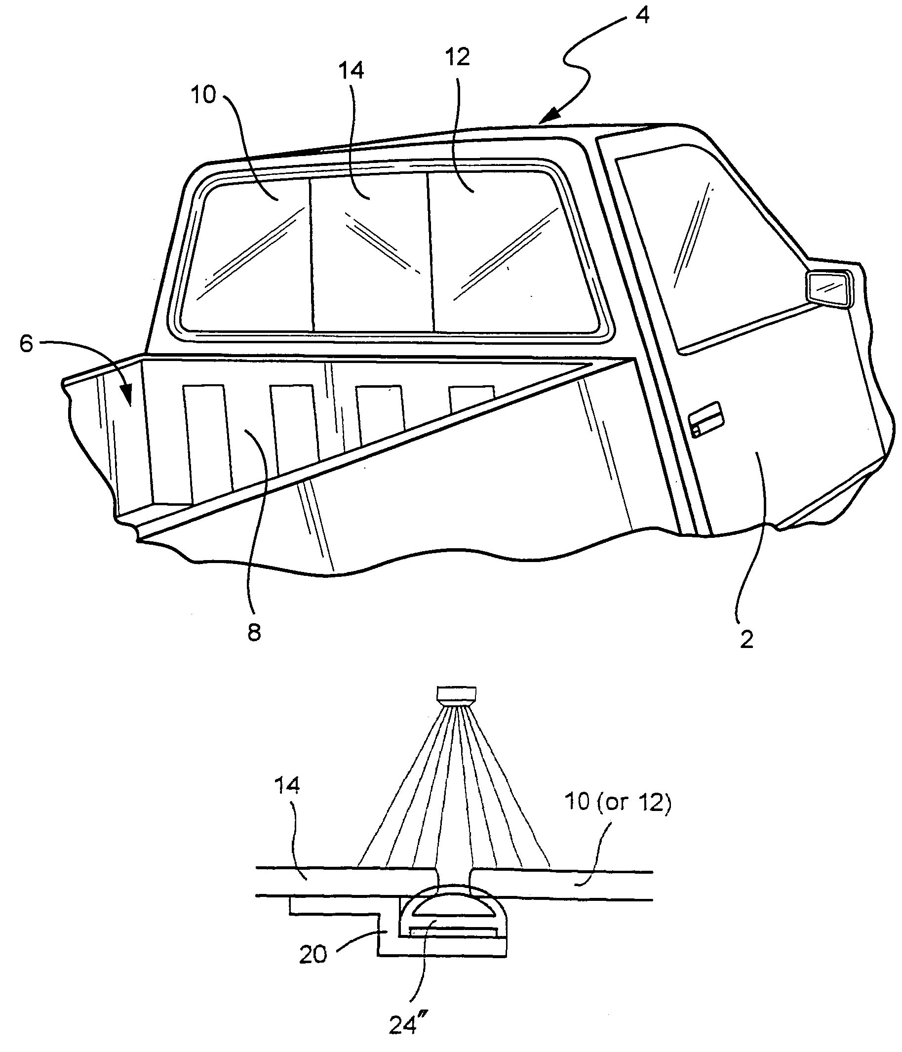 Flush-mounted slider window for pick-up truck including seal carrier, bulb seal and/or applique