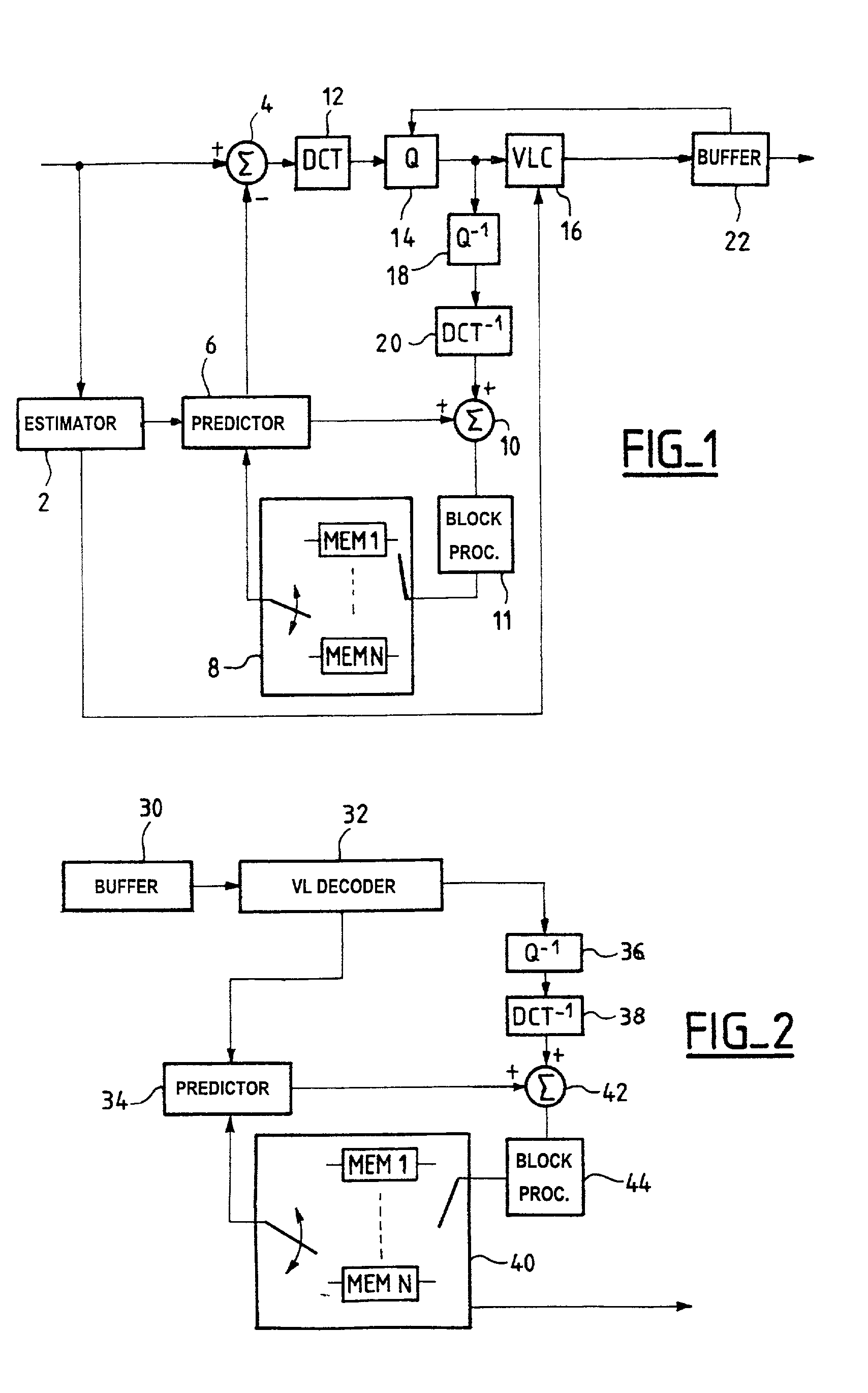 Video source coding with motion prediction and block effect filtering