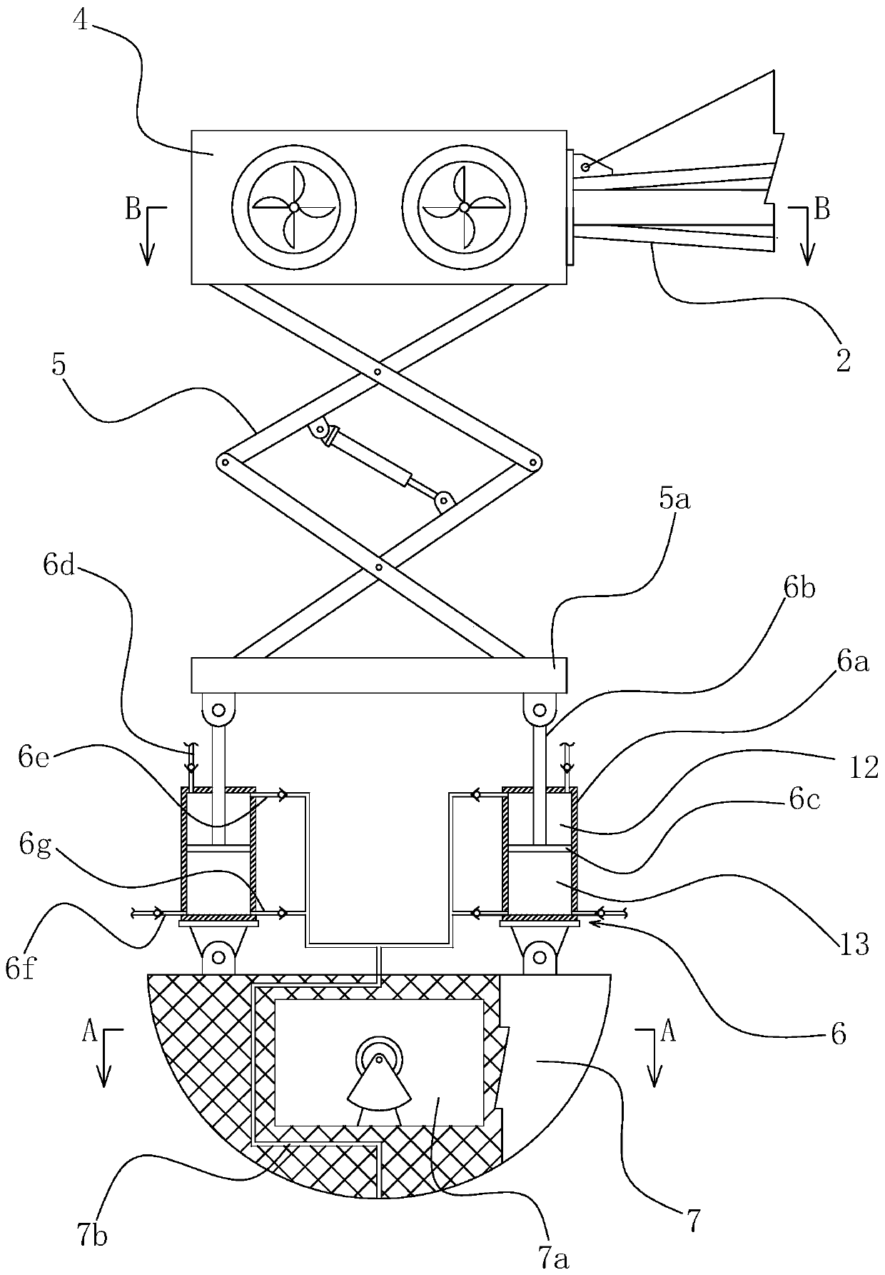 A support structure for a trawl jib