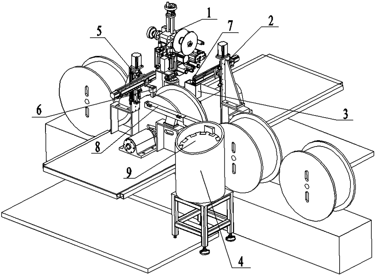 Device and method for feeding and pasting drying agents and humidity indicators to spools