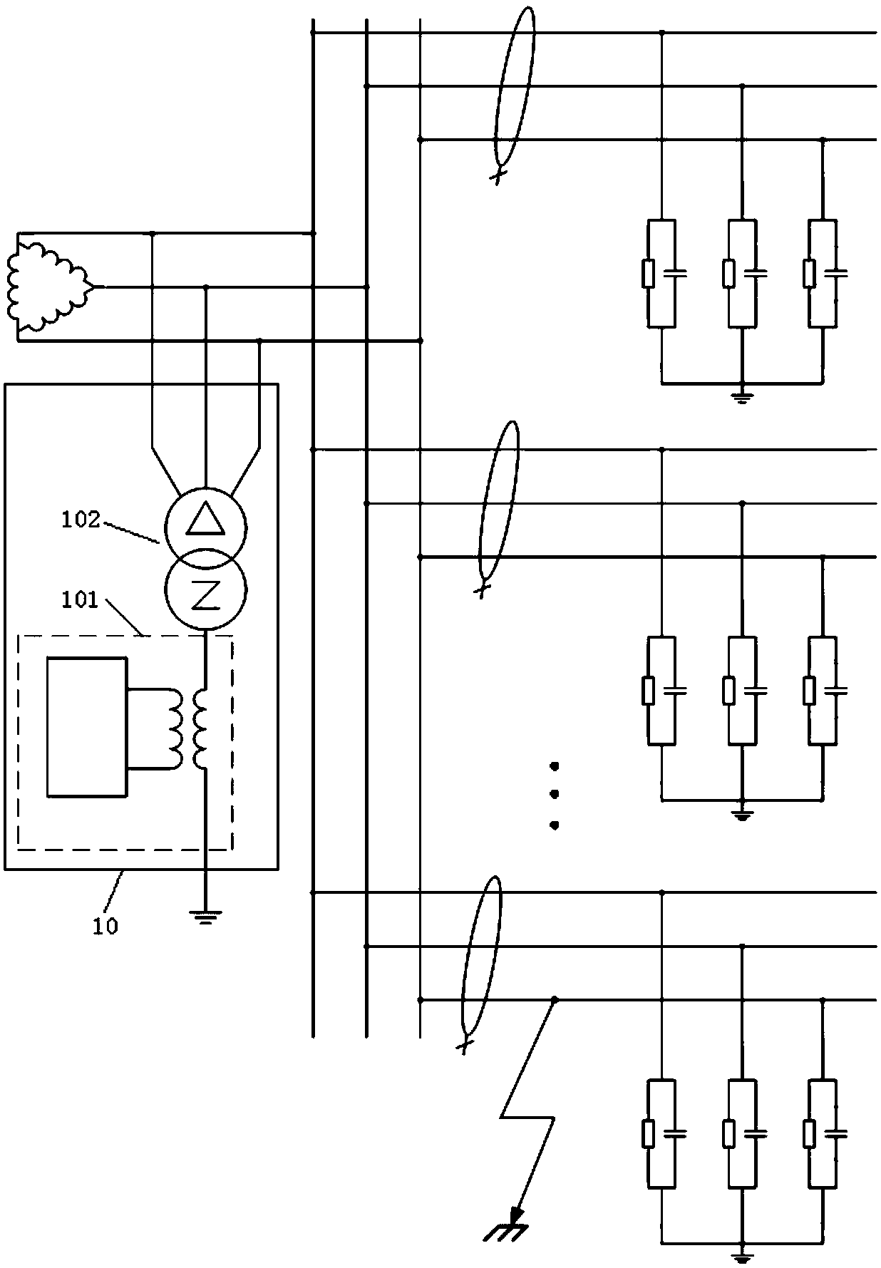 Obtaining method and device for controlled voltage source ground connection current total compensation output value