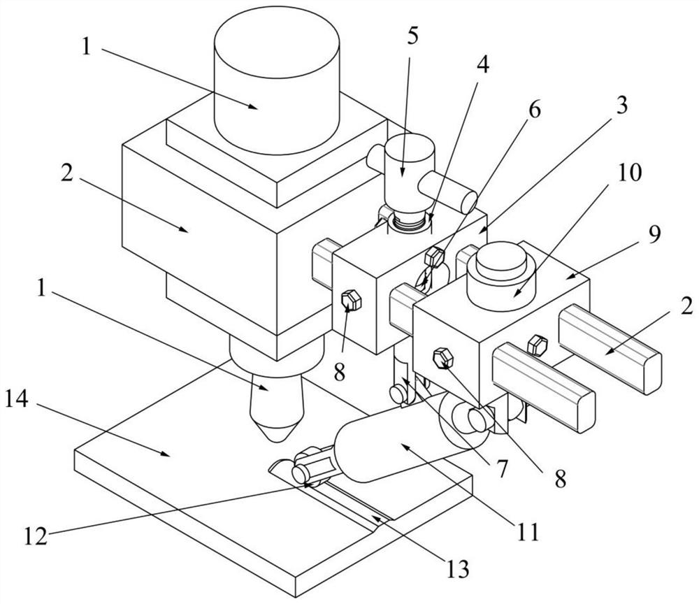 Device for strengthening laser cladding layer through high-frequency vibration rolling and using method thereof