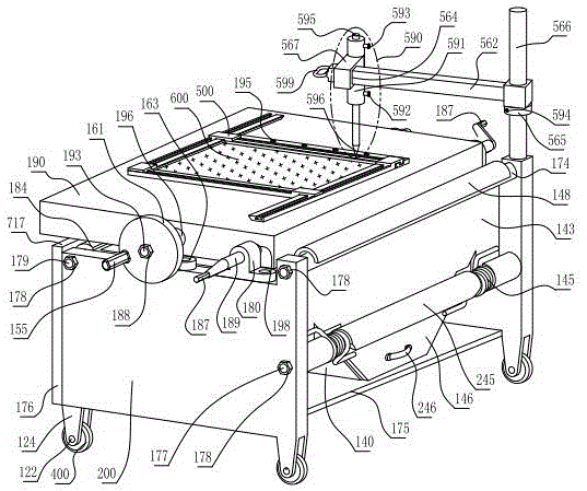 Nickel-alloy glass inspection device with plate wheel bedplate, threaded lockpins and V-shaped clamping plates