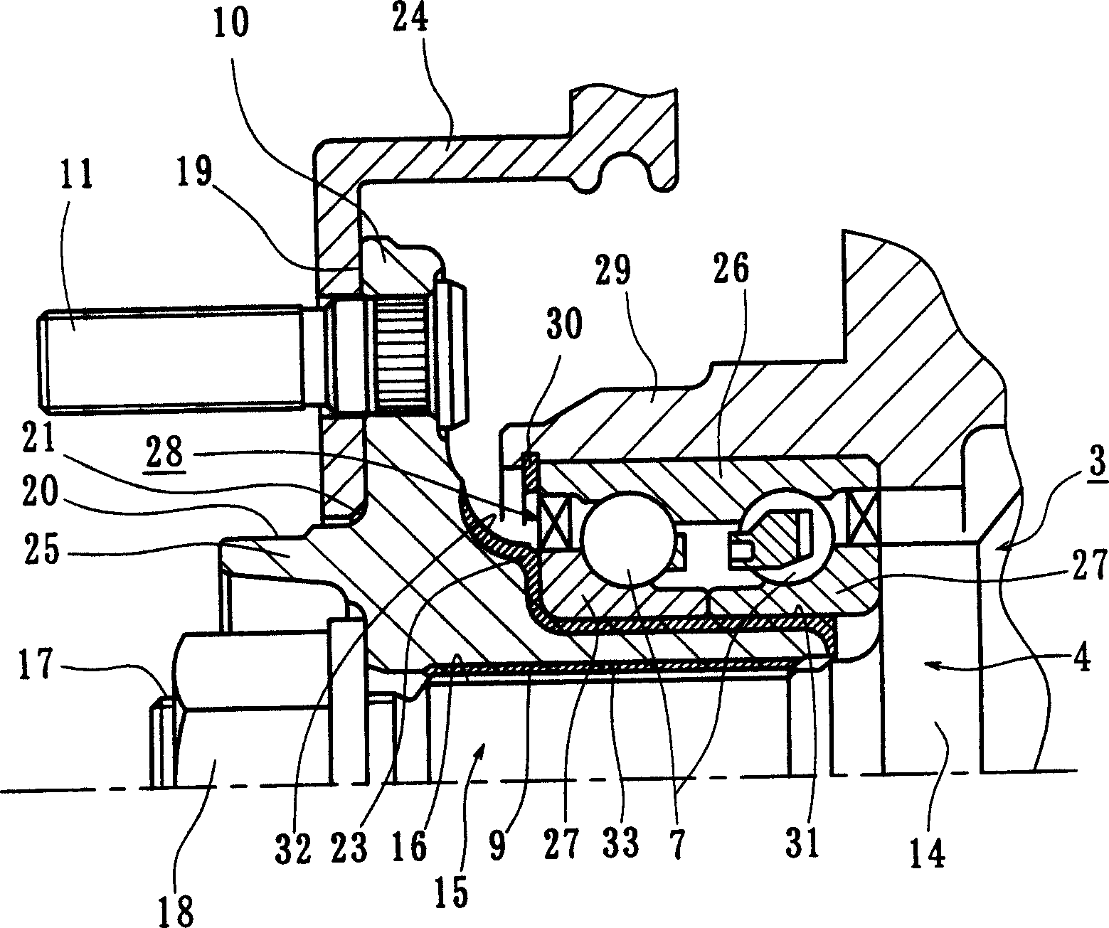 Bearing apparatus for a wheel of vehicle