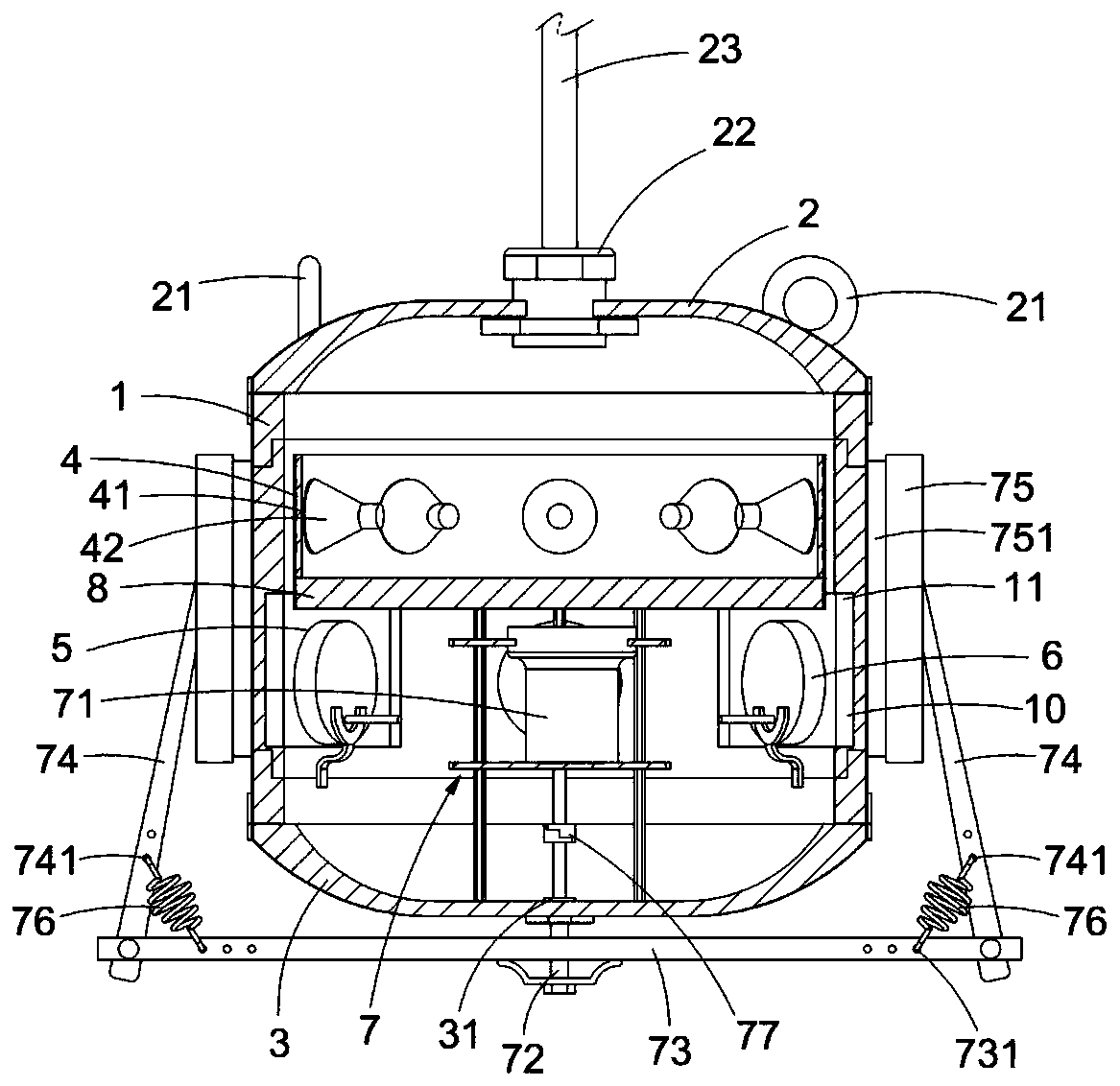 Cleaning device for underwater instrument