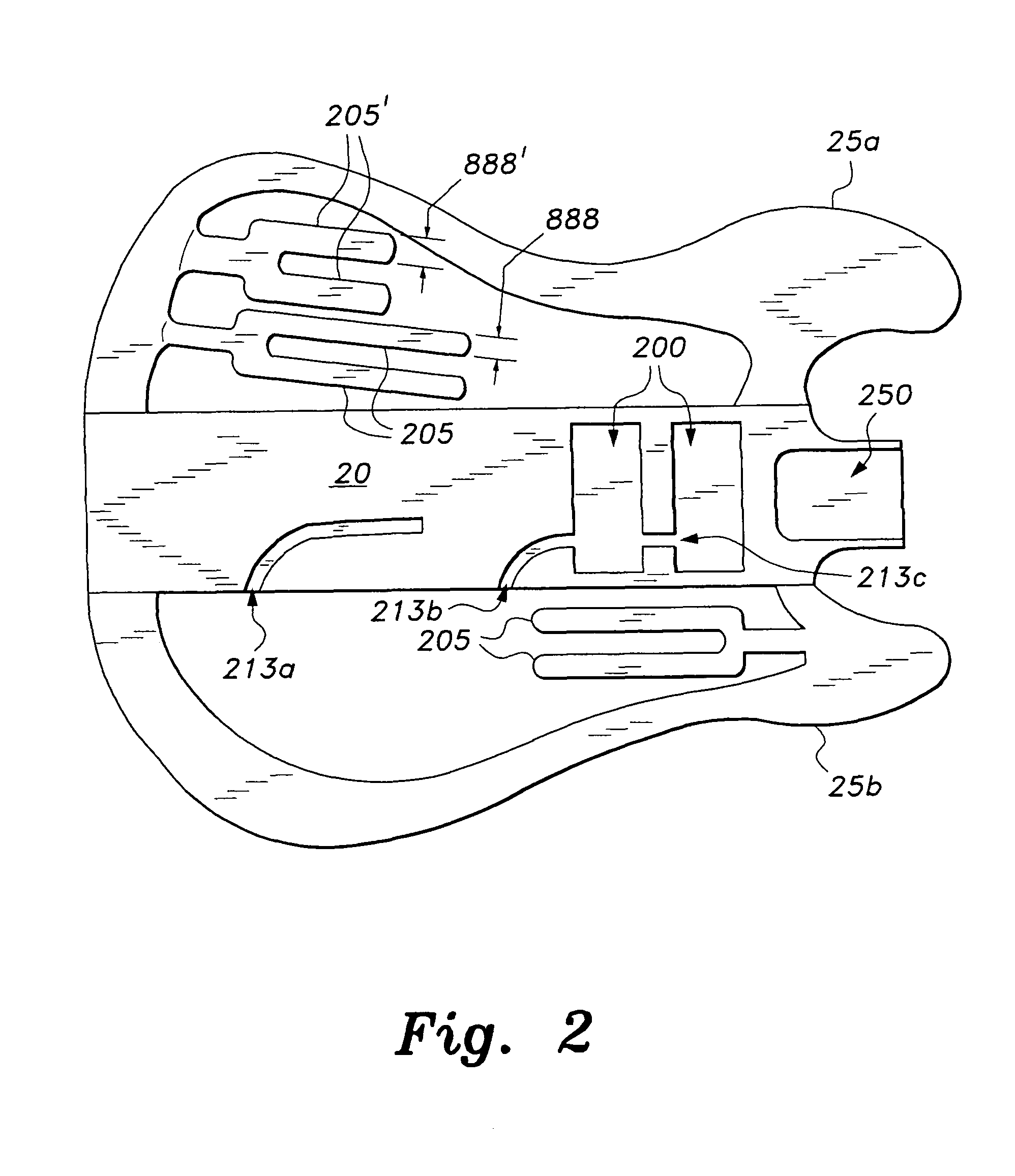 Semi-hollow body for stringed instruments