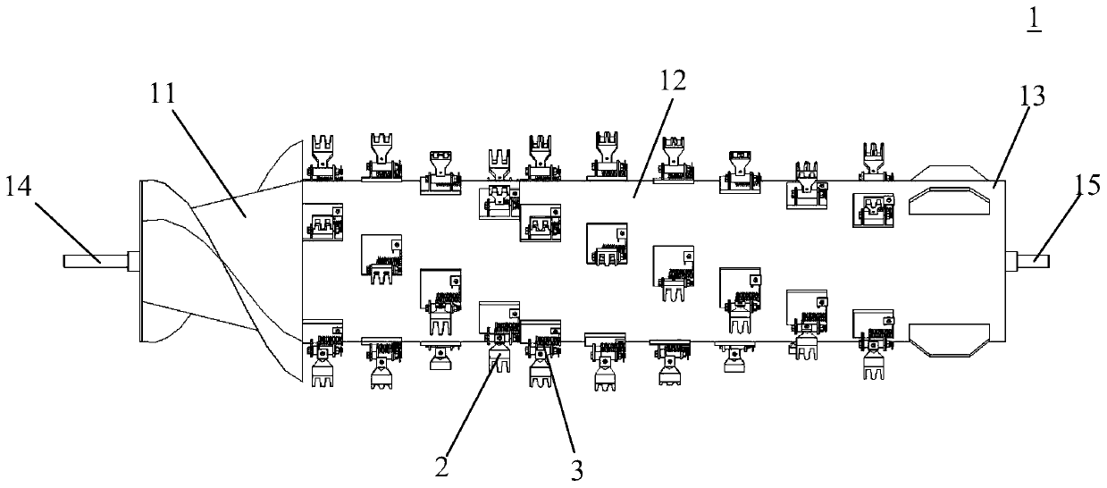 Flexible threshing cylinder and thresher provided with same