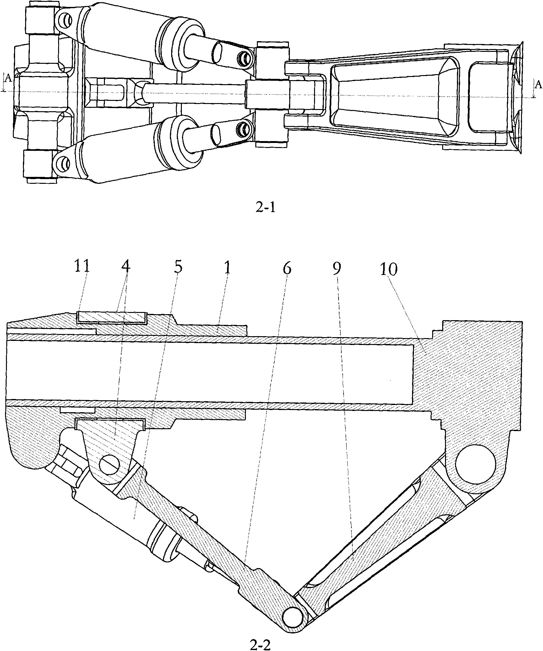 Toggle type nose wheel steering mechanism and work method