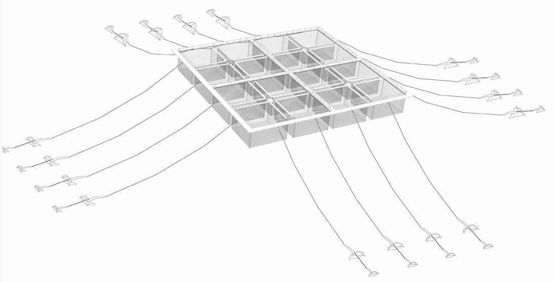 Combined wind wave and current resistant net cage and working method thereof