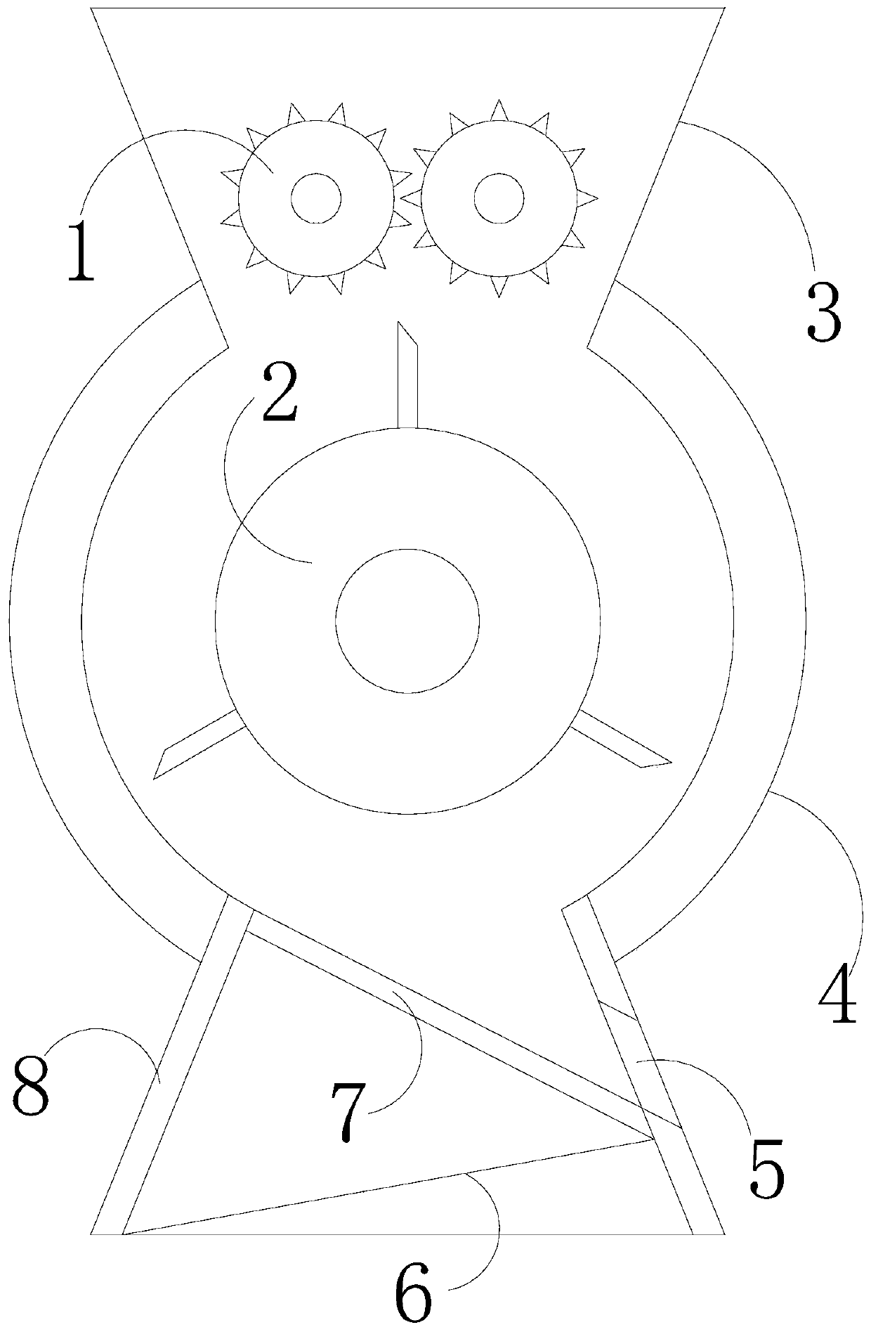 Waste rubber crushing device