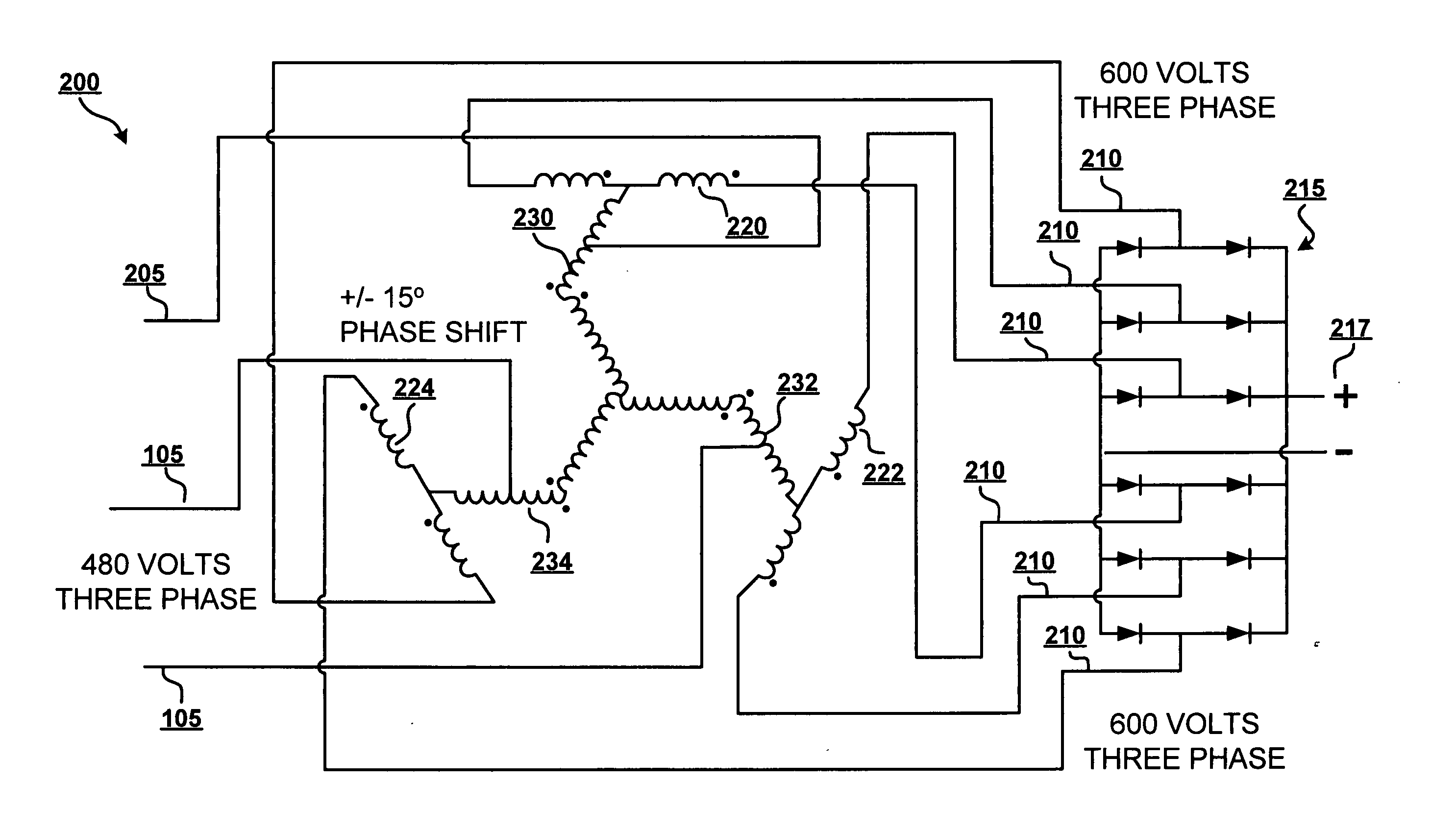 Auto-transformer for use with multiple pulse rectifiers