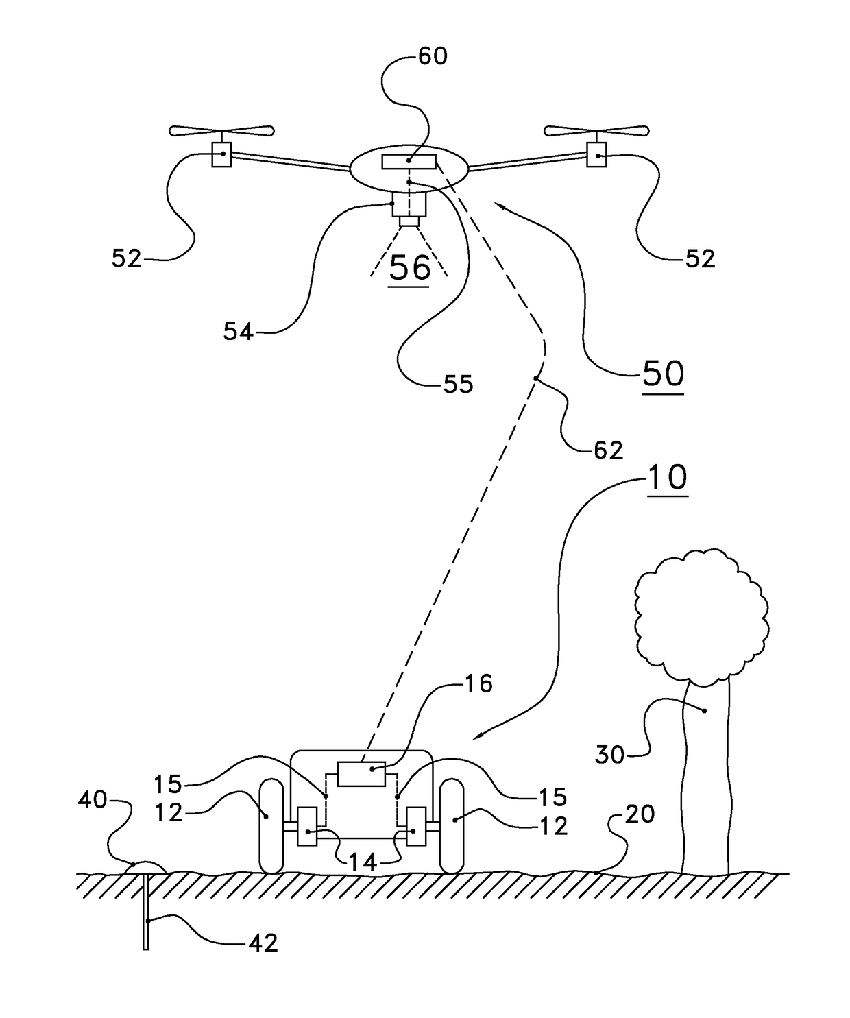 Method and system for navigating an agricultural vehicle on a land area