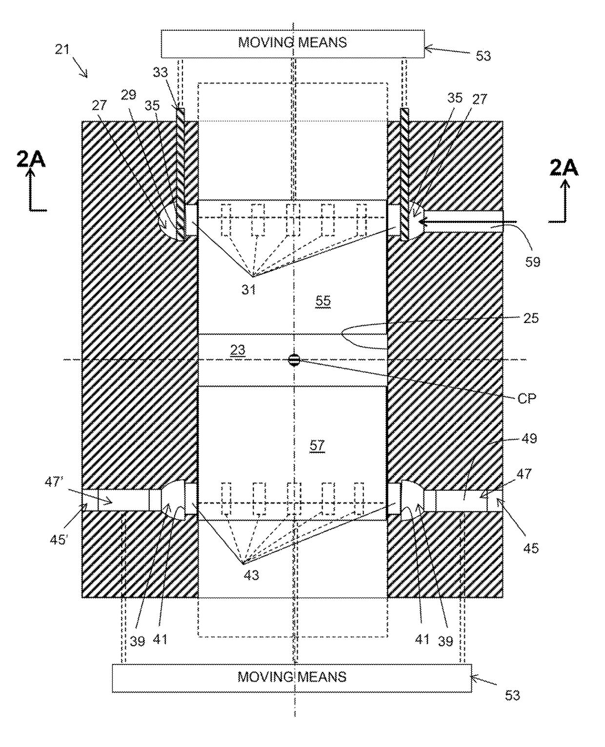 Uniflow engine with intake and/or exhaust valves