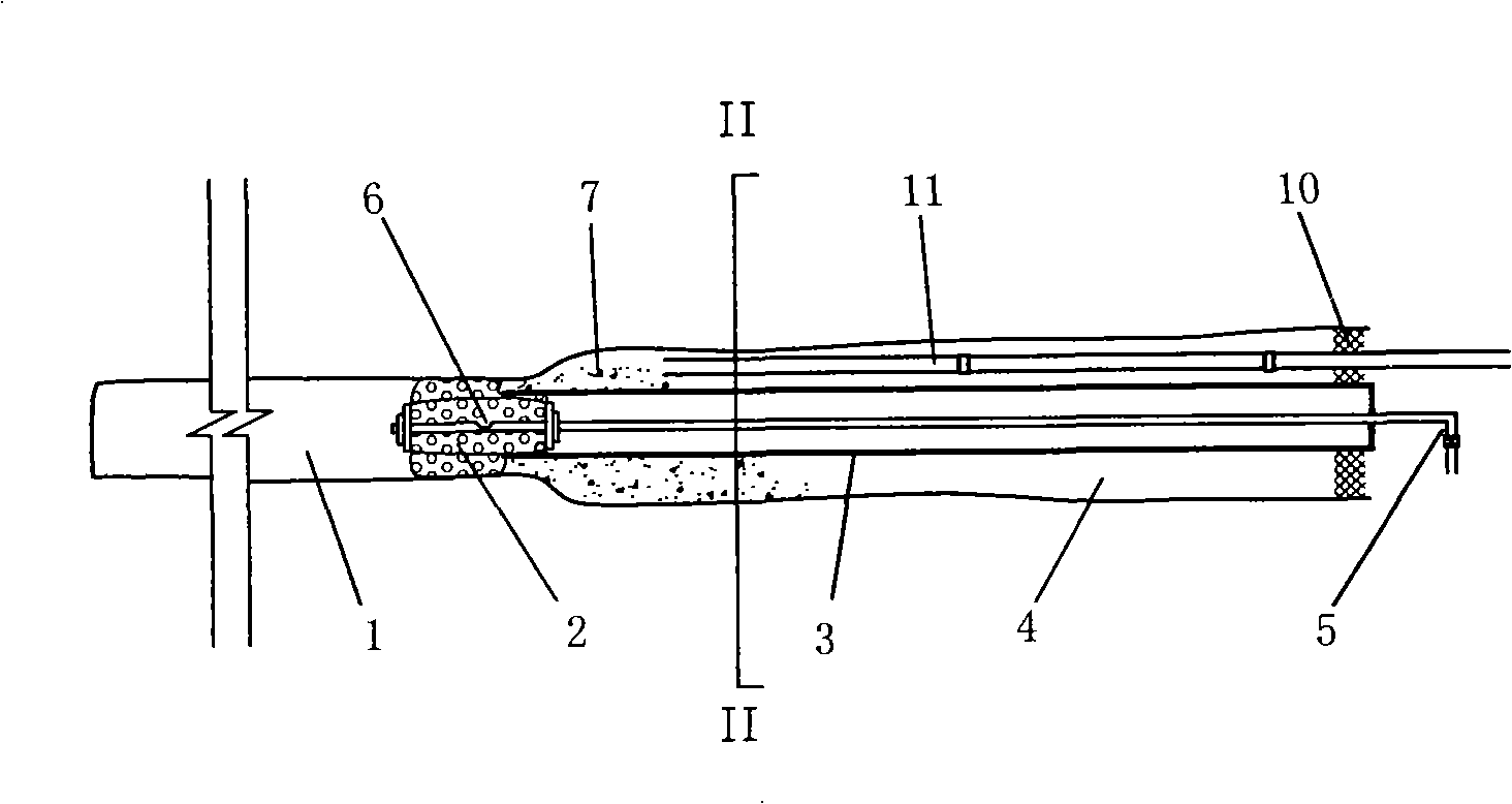 Coal mine gas pre-draining borehole sealing method adopting aerated capsule as temporary hole bottom