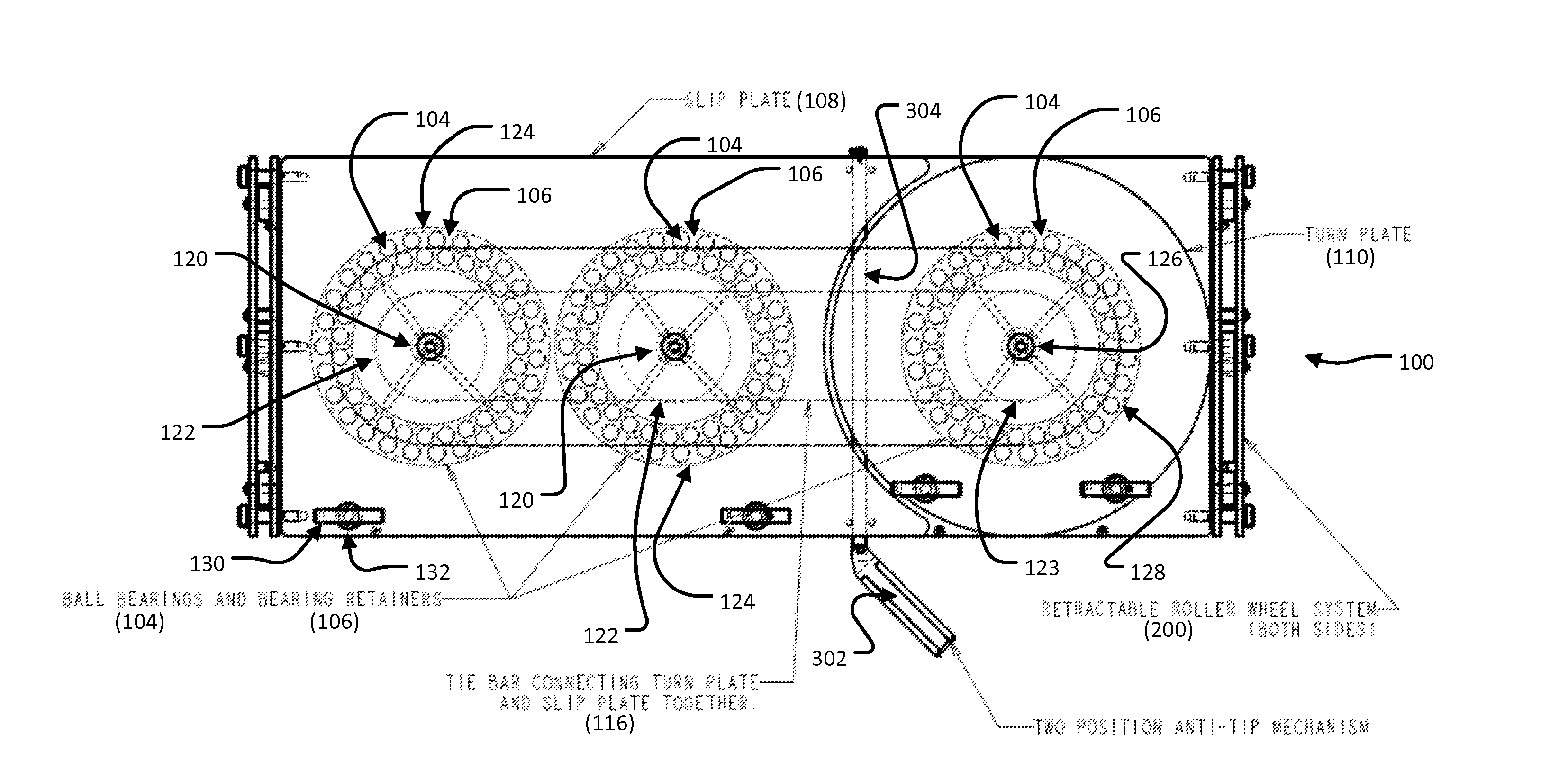 Deflection resistant combination turn plate and slip plate