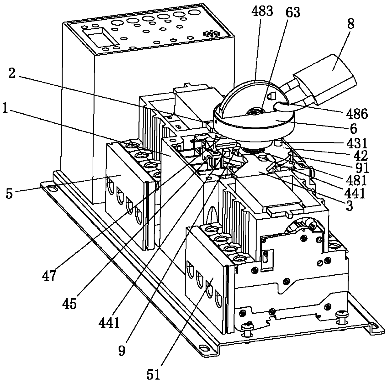 Manual and electric switching type double-terminal change-over switch