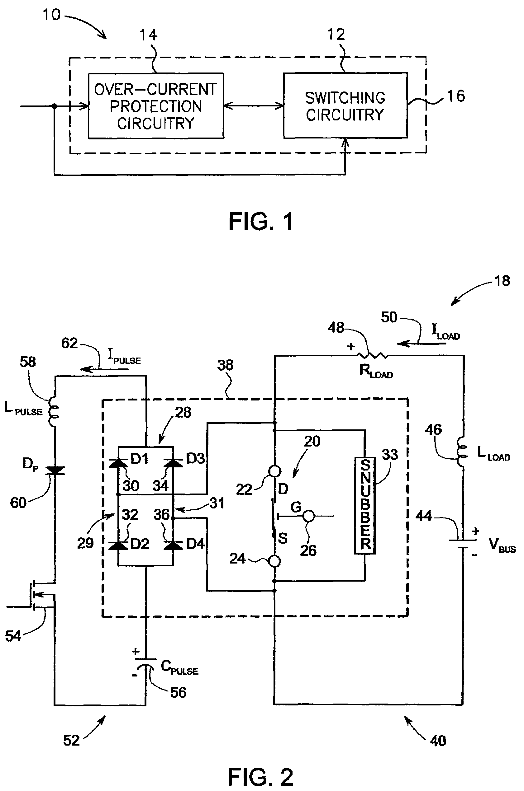 Electromechanical switching circuitry in parallel with solid state switching circuitry selectively switchable to carry a load appropriate to such circuitry