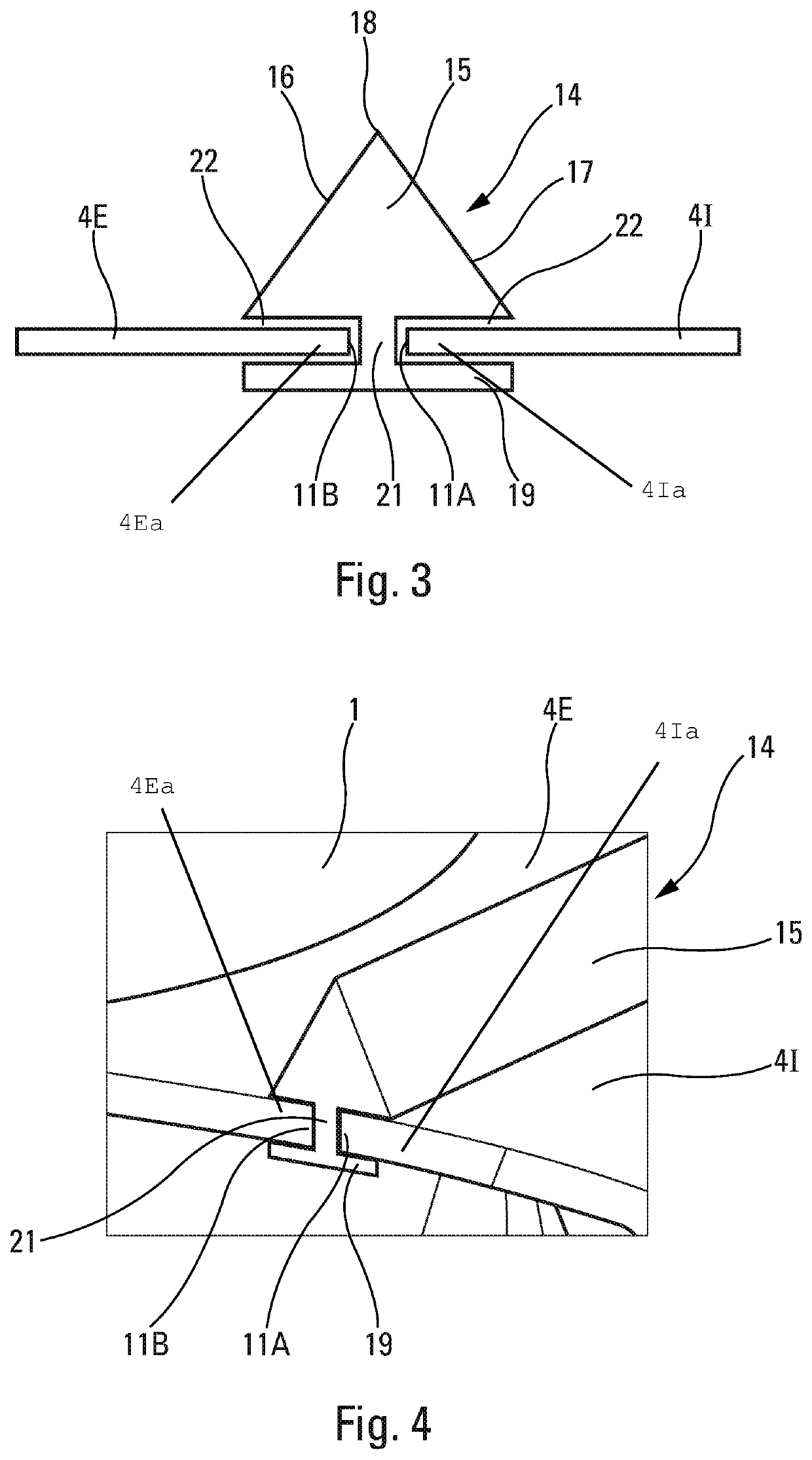 Assembly of turbine engine parts comprising a fan blade having an integrated platform, and corresponding turbine engine