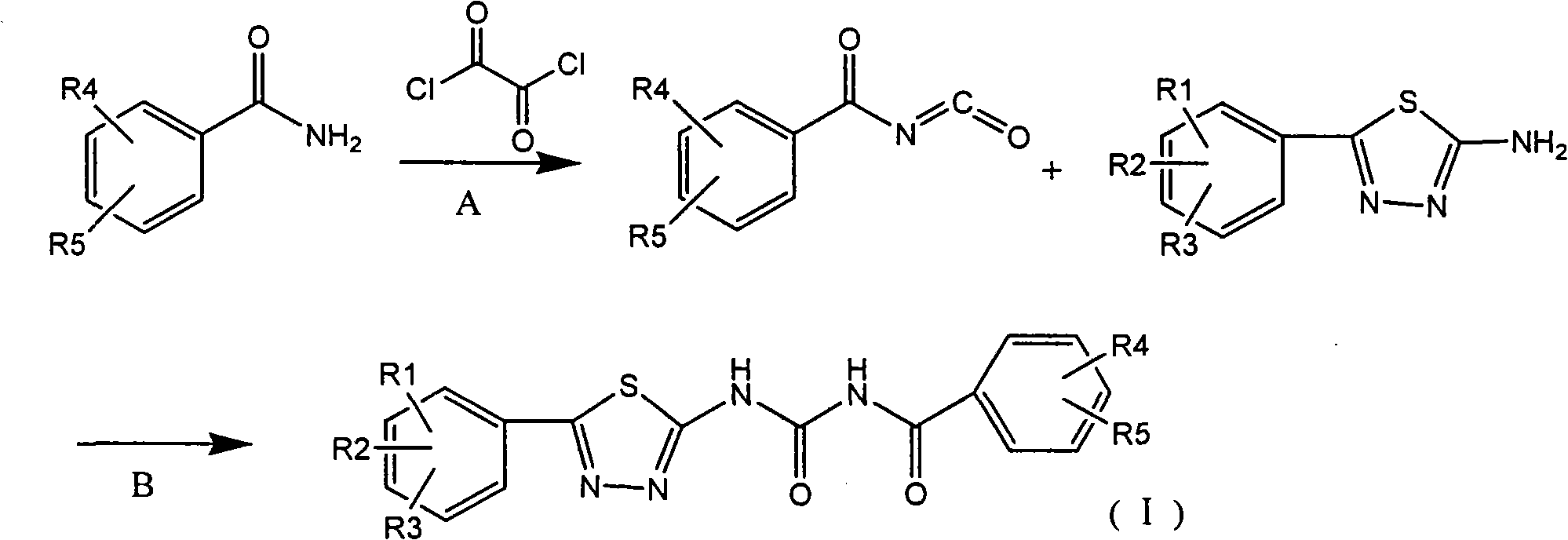 1,3,4-thiadiazole aroyl urea compound, preparation method and application thereof