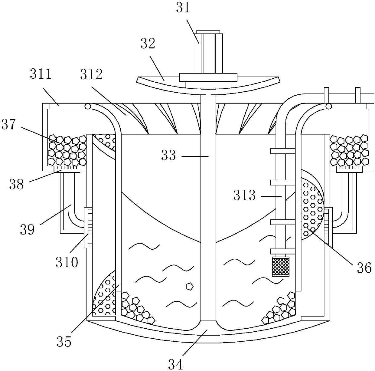 Fault fracture zone gravel and water discharging device used for tunnel construction